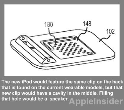 Apple патентует динамик на задней клипсе плеера 14.11.2011